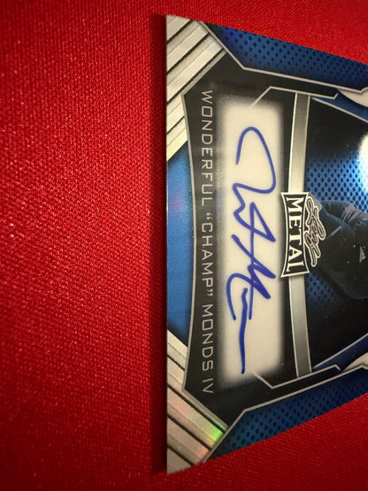 Wonderful “Champ” Monds 2026 Leaf Trinity Football Metal On-Card Blue 1/6 Bookend