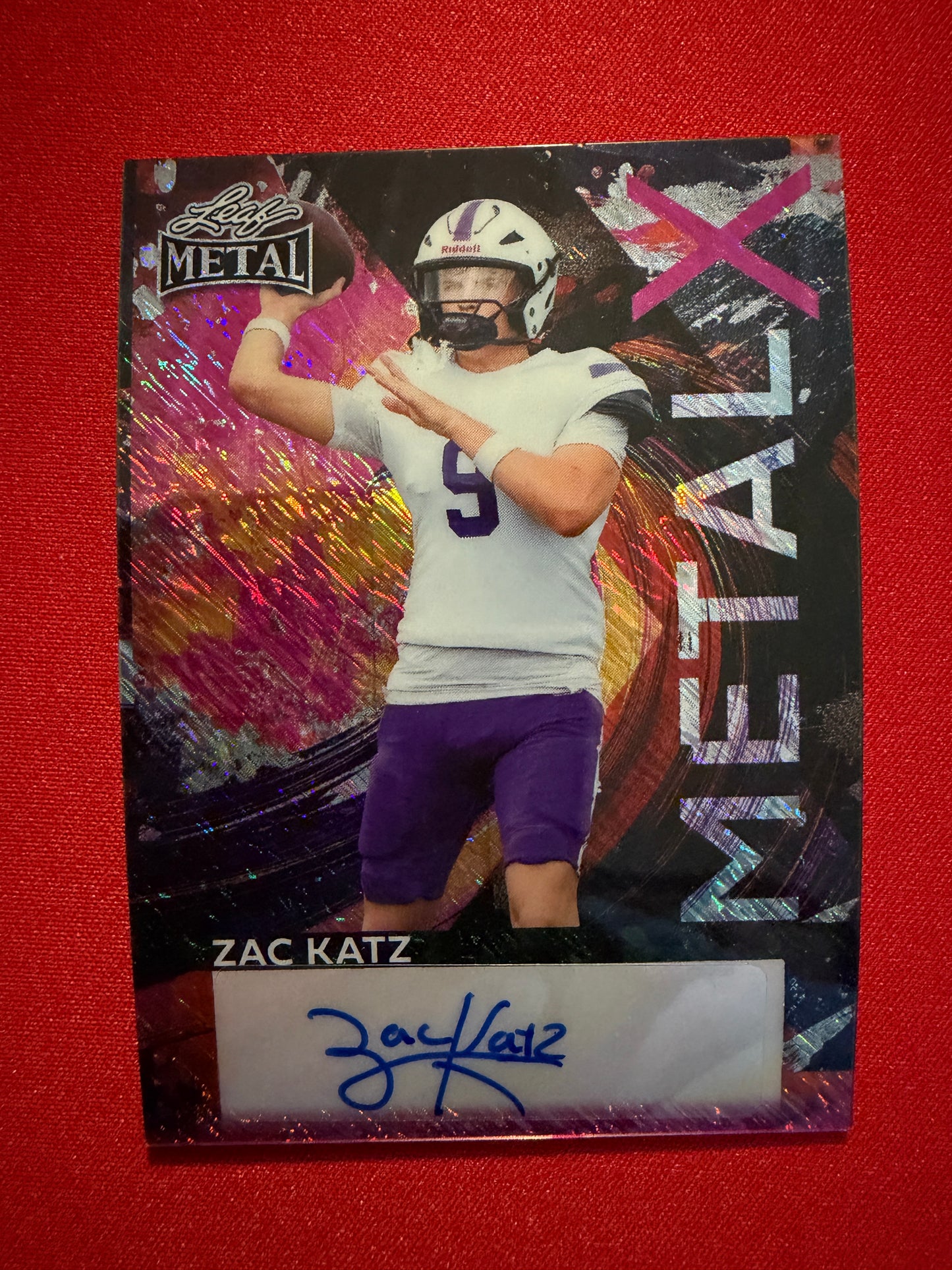 2026 Leaf Metal Football Zach Katz Metal X Gold Super Prismatic 1/1 2-Card Lot