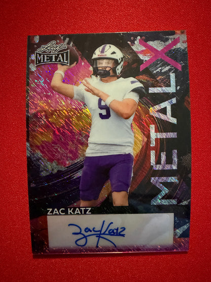 2026 Leaf Metal Football Zach Katz Metal X Gold Super Prismatic 1/1 2-Card Lot