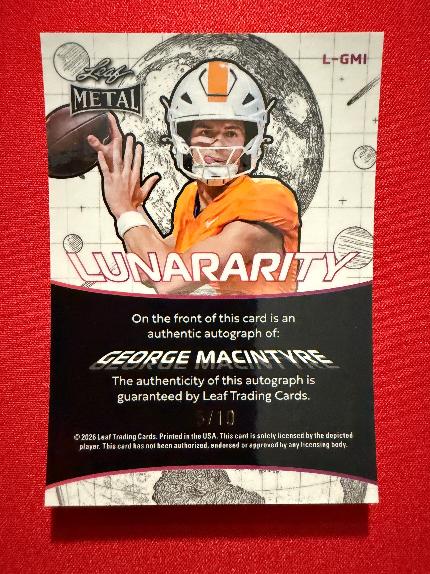 2026 Leaf Metal Football George MacIntyre Rare Lunarity Auto /10 2-Card Lot