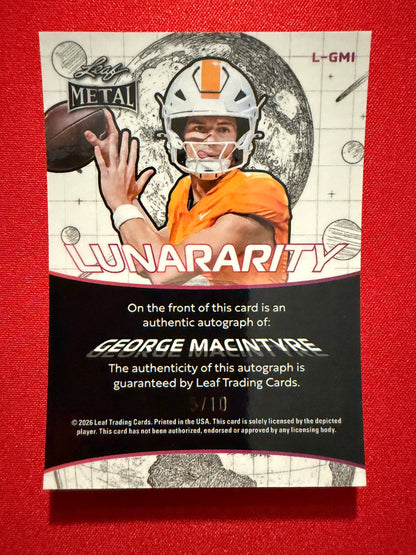 2026 Leaf Metal Football George MacIntyre Rare Lunarity Auto /10 2-Card Lot