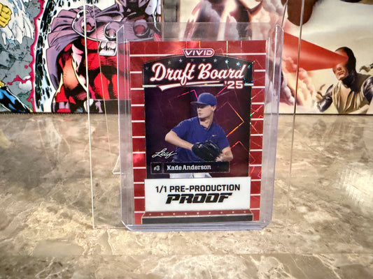 2026 Leaf Vivid Baseball Kade Anderson Draft Board ‘25 Lazer Auto 1/1 Proof