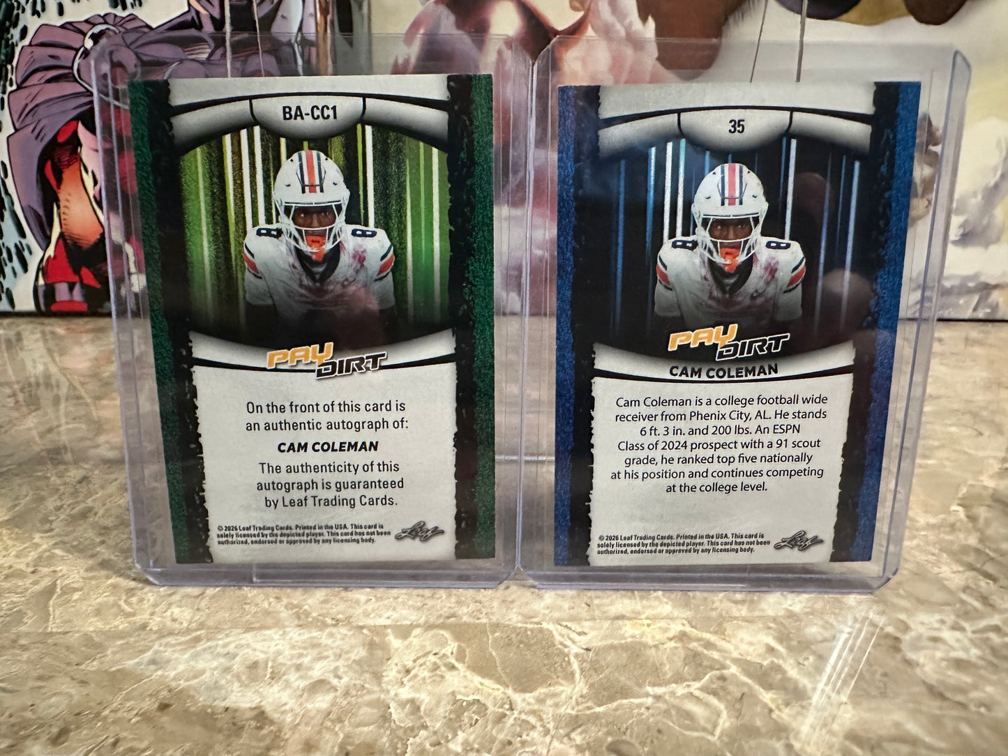 Cam Coleman 2026 Leaf Paydirt Football Two-Card Short-Print Parallel Lot