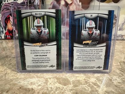 Cam Coleman 2026 Leaf Paydirt Football Two-Card Short-Print Parallel Lot