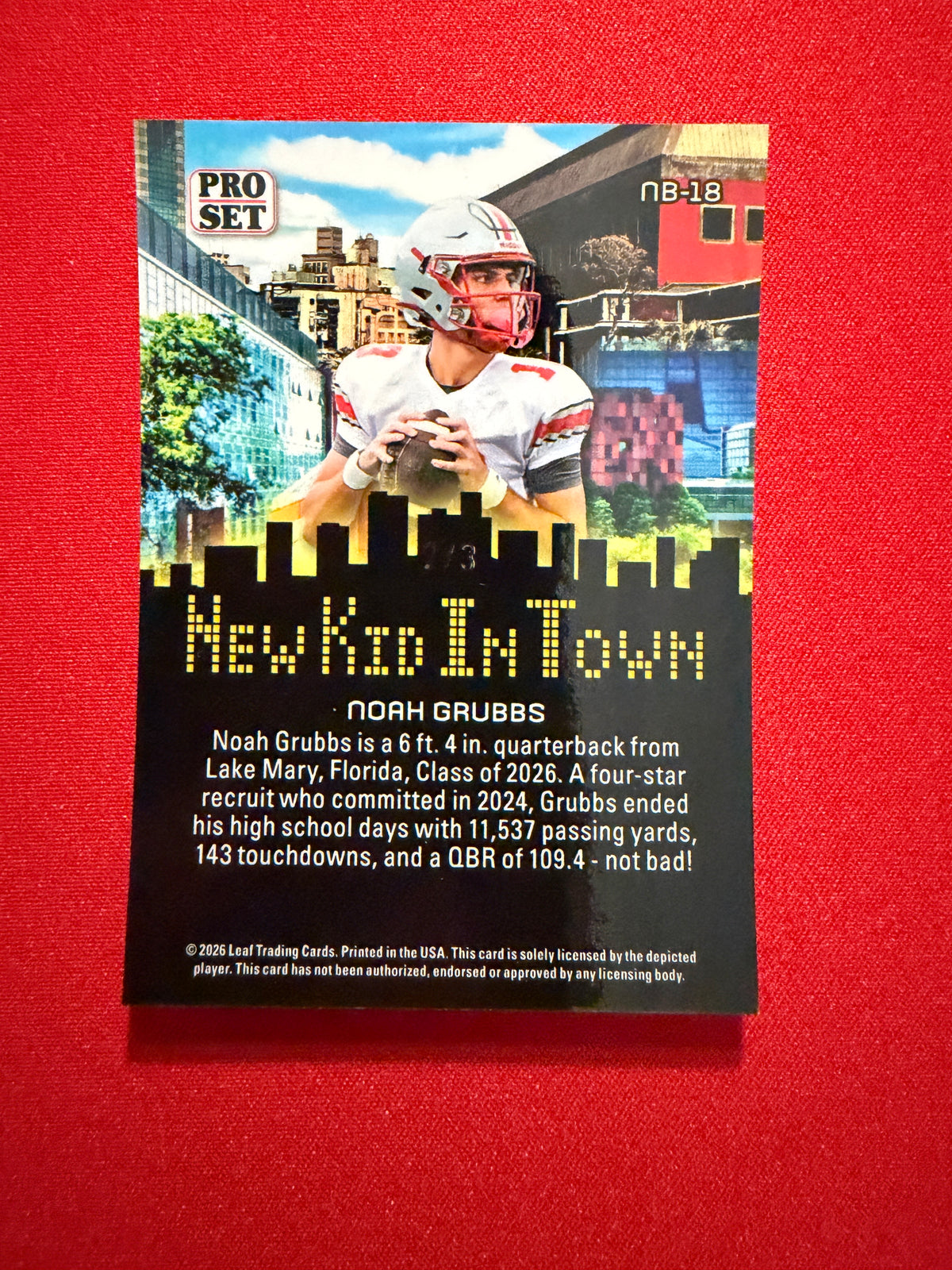 2026 Leaf Pro Set Metal Noah Grubbs 1990 Mini Auto New Kid Town Red 1/1 Lot