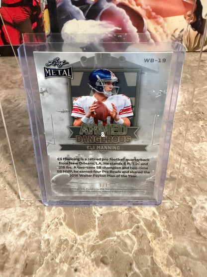 2026 Leaf Metal Football Armed & Dangerous Eli Manning Green Prismatic 1/1