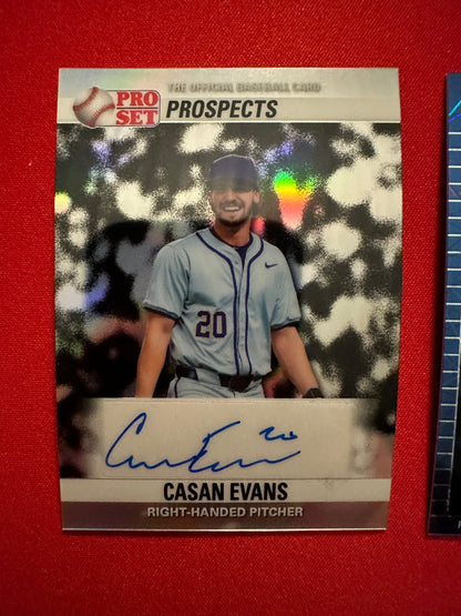 Casan Evans 2026 Leaf Pro Set Two-Card Prospect Lot