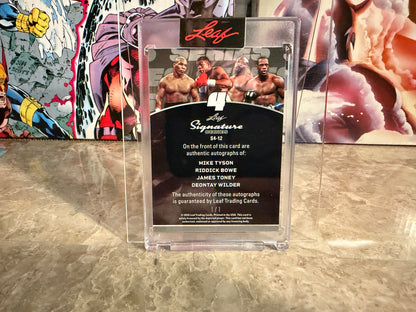 Mike Tyson Riddick Bowe Toney Wilder 2026 Leaf Signature Series 4 Auto 1/1