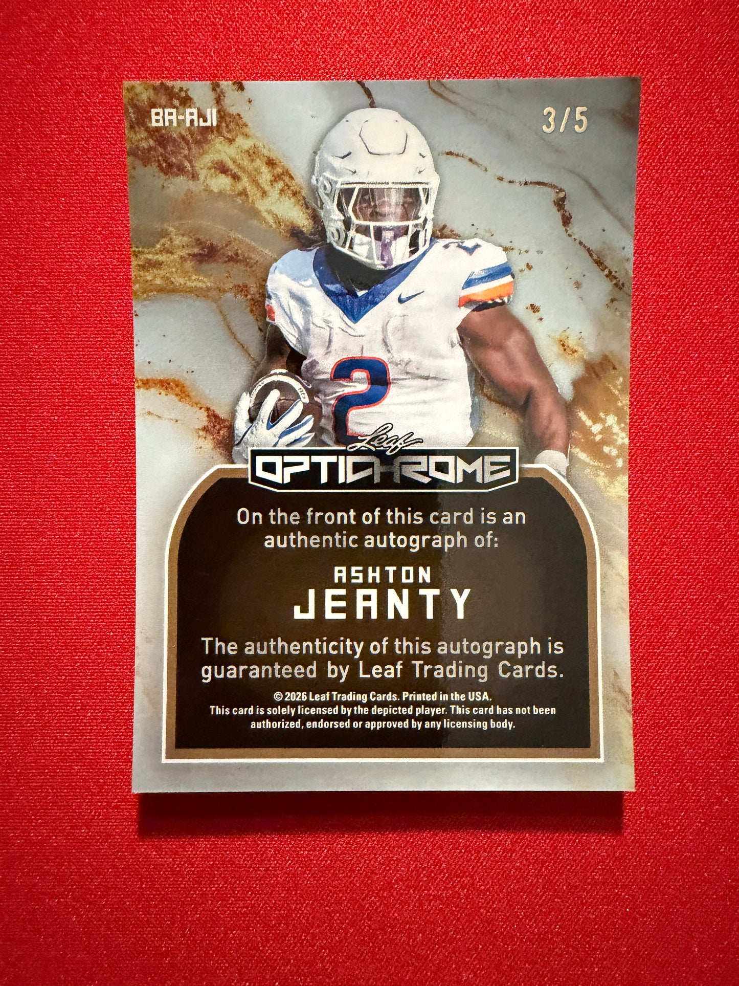 2026 Leaf Optichrome Ashton Jeanty Auto Blue Crystal Color Match /5