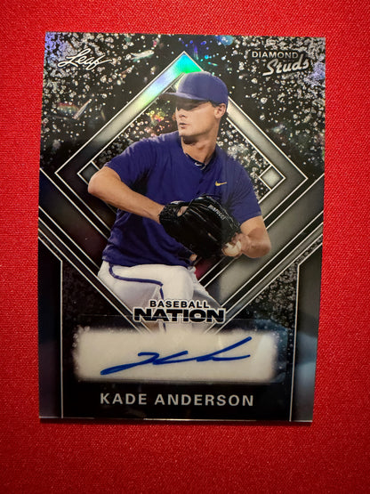 2026 Leaf Baseball Nation Kade Anderson Diamond Studs Prismatic Auto 19/25