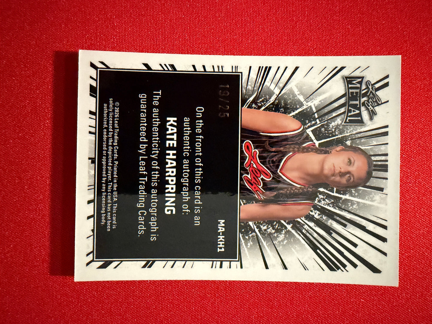Kate Harpring 2026 Leaf Metal Women of Sport Metal On-Card Auto /25