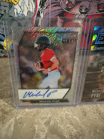 2026 Leaf Metal Michael Pyne Purple Prismatic Auto /7 & Silver Auto /12 4-Card Lot