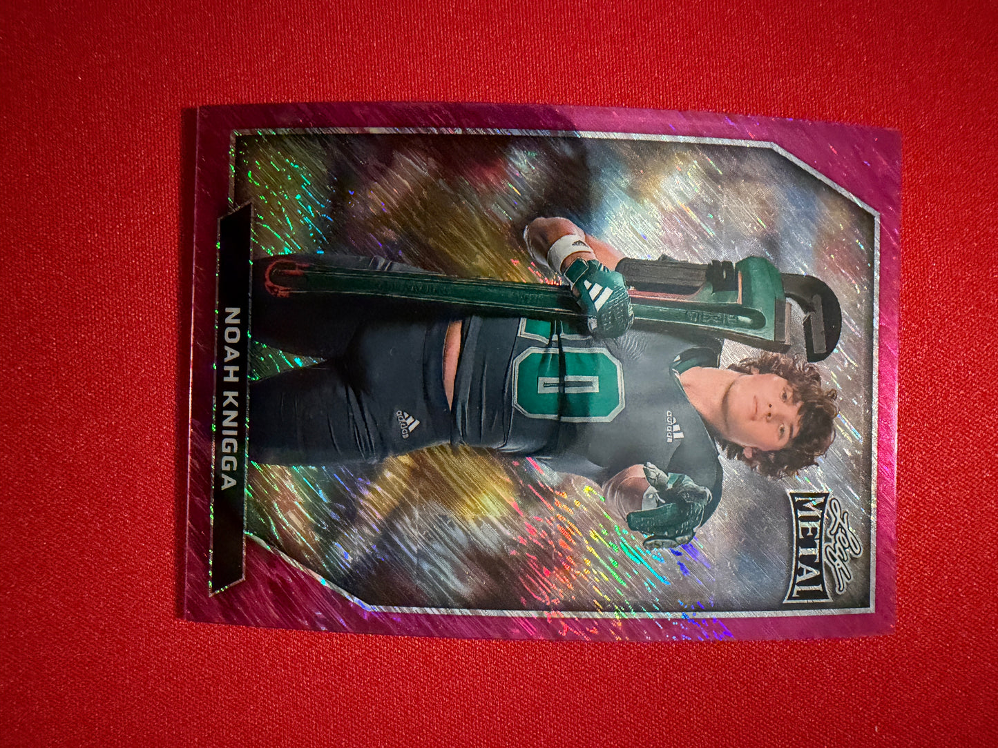 Noah Knigga 2026 Leaf Metal Football Base Pink Shimmer 4/6