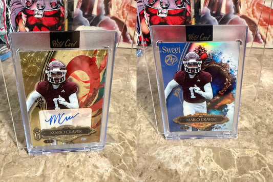 Mario Craver 2026 Wild Card Wild Art 1/1 Gold Vinyl Auto 2-Card Lot