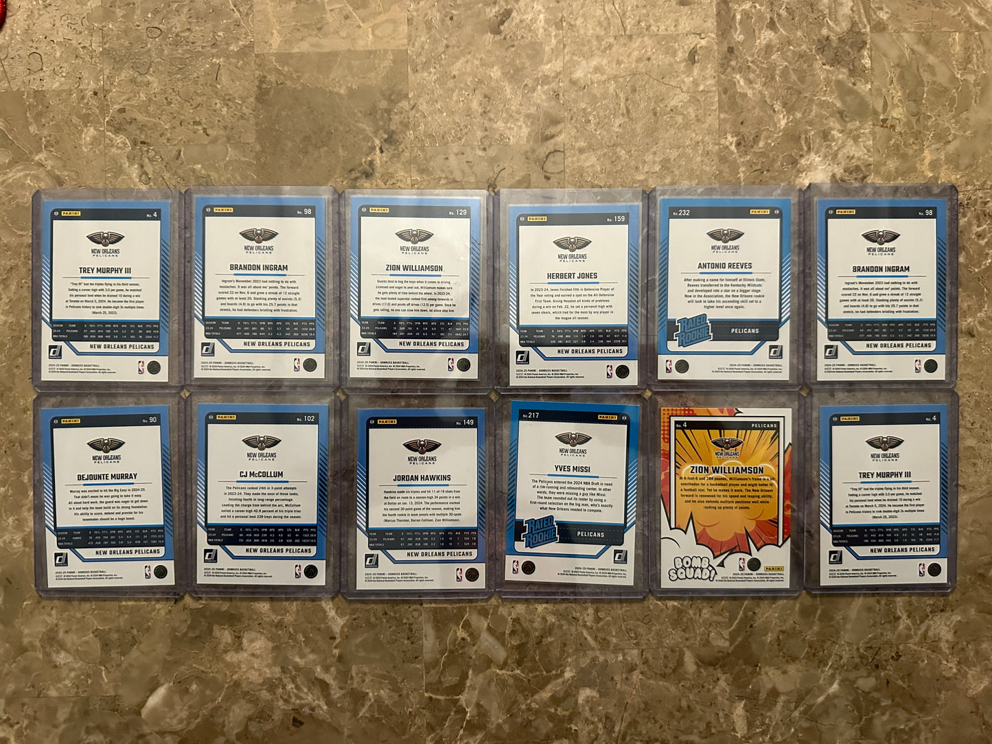 2024 Panini Donruss Basketball New Orleans Pelicans Team Set (12 cards)