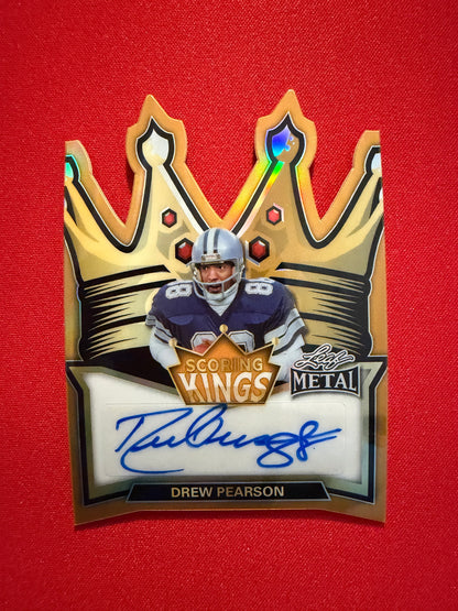 Drew Pearson 2026 Leaf Metal Football Scoring Kings Gold Prismatic Auto 1/1
