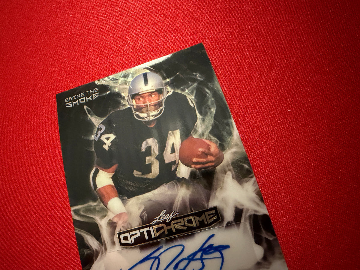Bo Jackson 2026 Leaf Optichrome Football Bring the Smoke Auto Super Gold 1/1