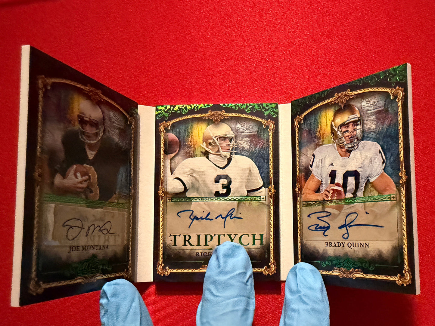 2026 Leaf Art of Sport Notre Dame Triptych Triple Auto Booklet Montana Mirer Quinn Green /5