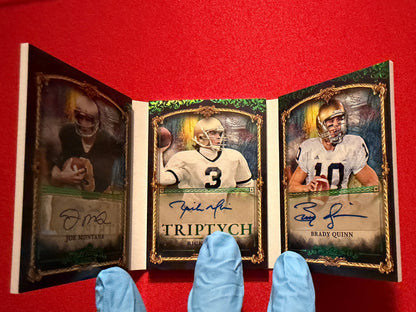 2026 Leaf Art of Sport Notre Dame Triptych Triple Auto Booklet Montana Mirer Quinn Green /5