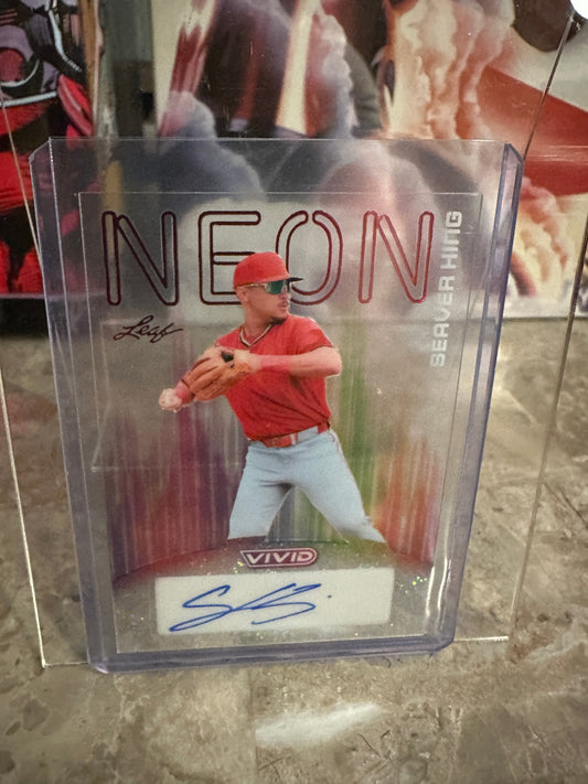 Seaver King 2026 Leaf Vivid Neon Red Acetate AUTO 1/1 Nationals Color Match