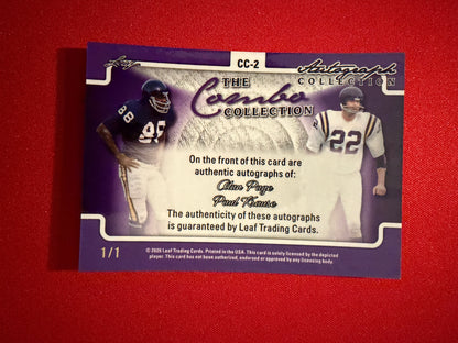 Paul Krause Alan Page 2026 Leaf Autograph Collection Combo Dual Cracked Ice 1/1