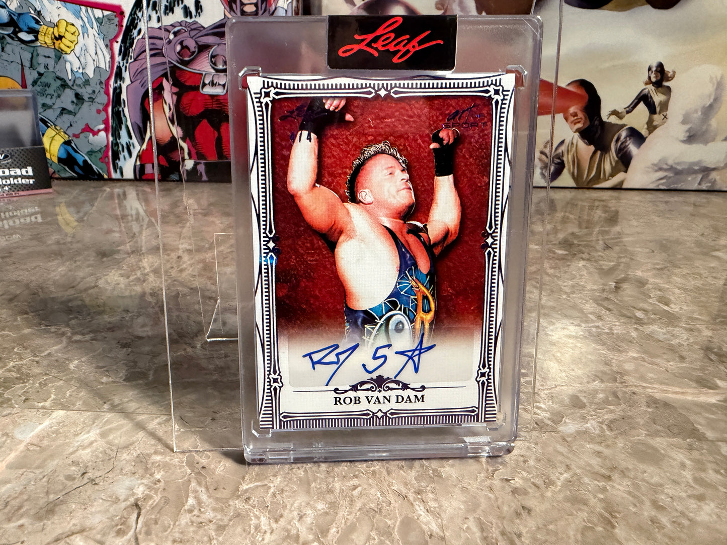 2026 Leaf Art of Sport Rob Van Dam Base Auto Purple 4/4 Bookend