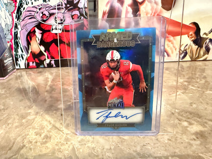 Tyler Shough Leaf Metal Football Armed & Dangerous Auto Blue 1/1