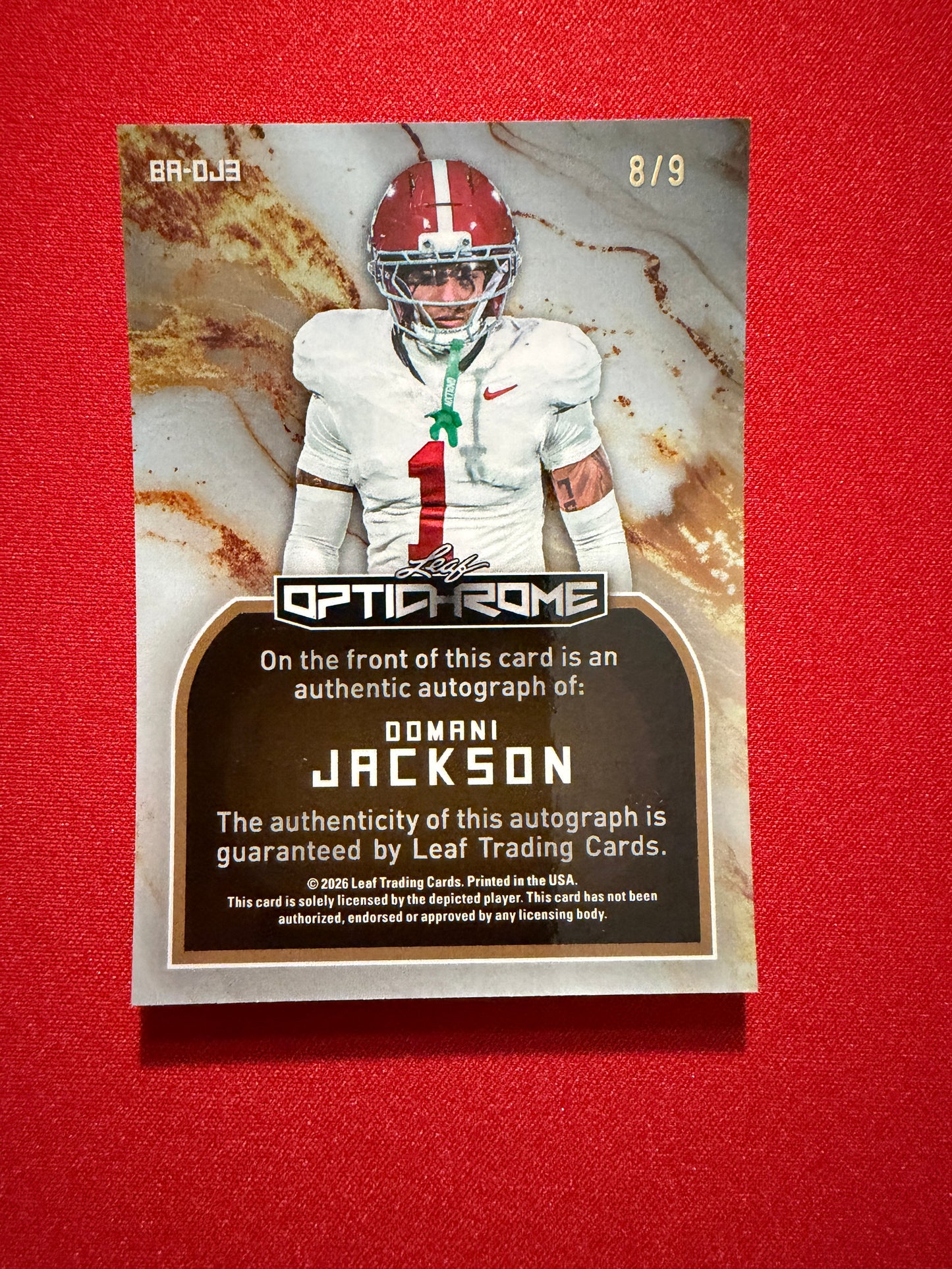 2026 Leaf Optichrome Domani Jackson Silver Shimmer AUTO /9 Packers RC