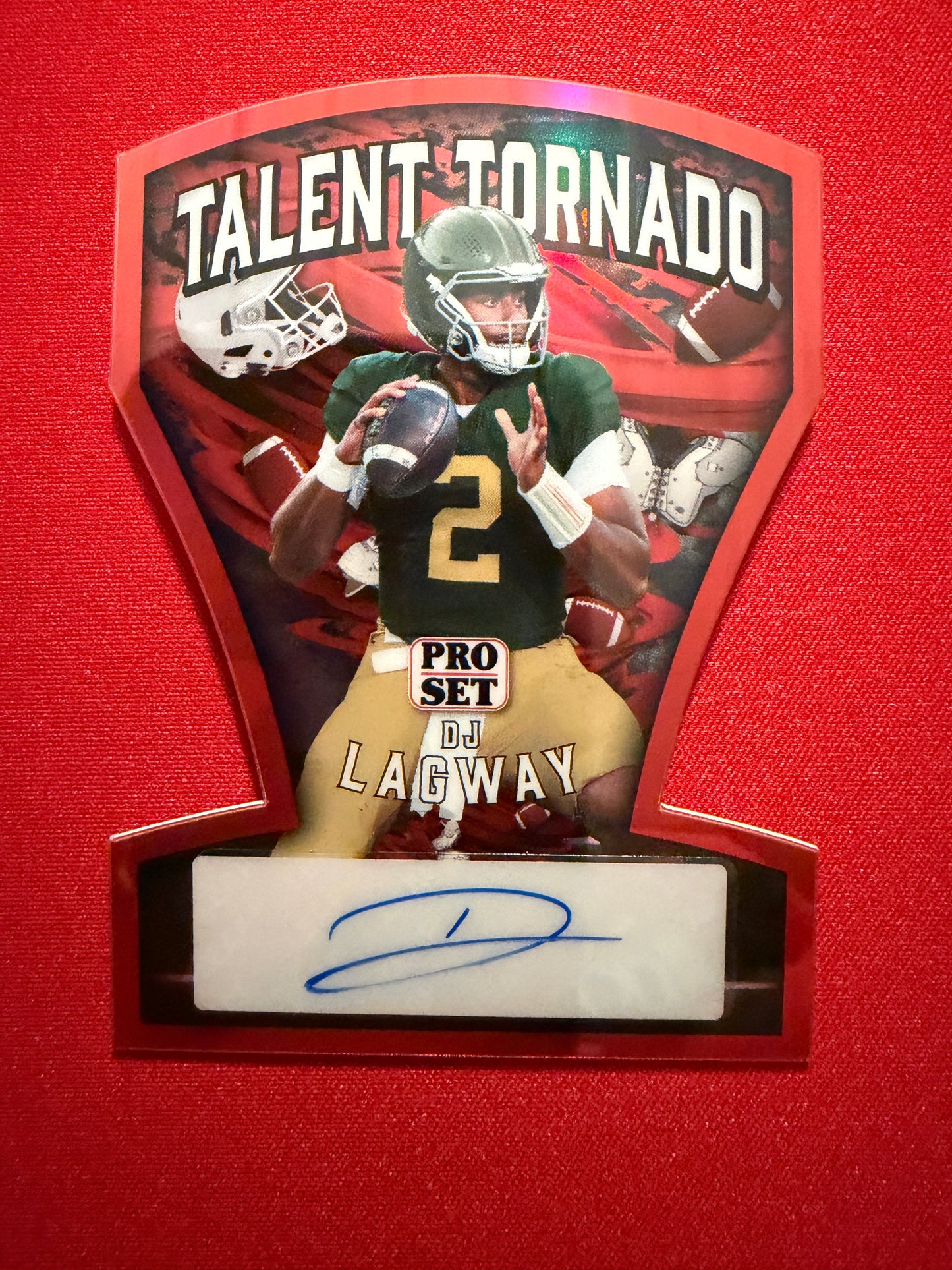 2026 Leaf Pro Set Metal Football DJ Lagway Talent Tornado Auto Red 1/1