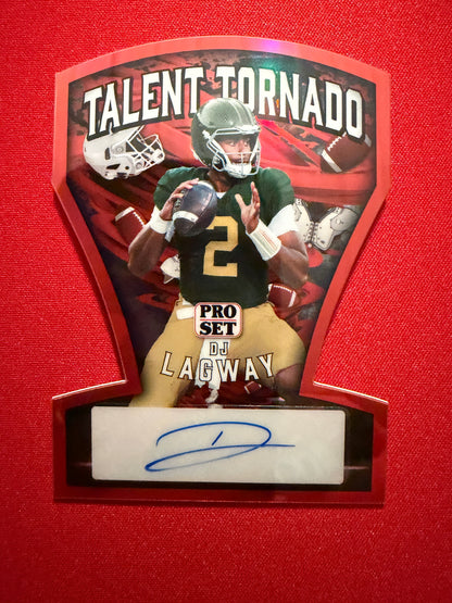 2026 Leaf Pro Set Metal Football DJ Lagway Talent Tornado Auto Red 1/1