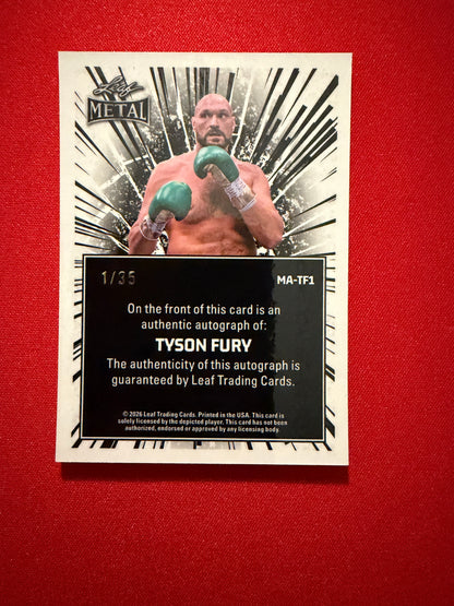 Tyson Fury 2026 Leaf Metal Ring Kings Metal Auto On-Card Crystal 1/35 Bookend