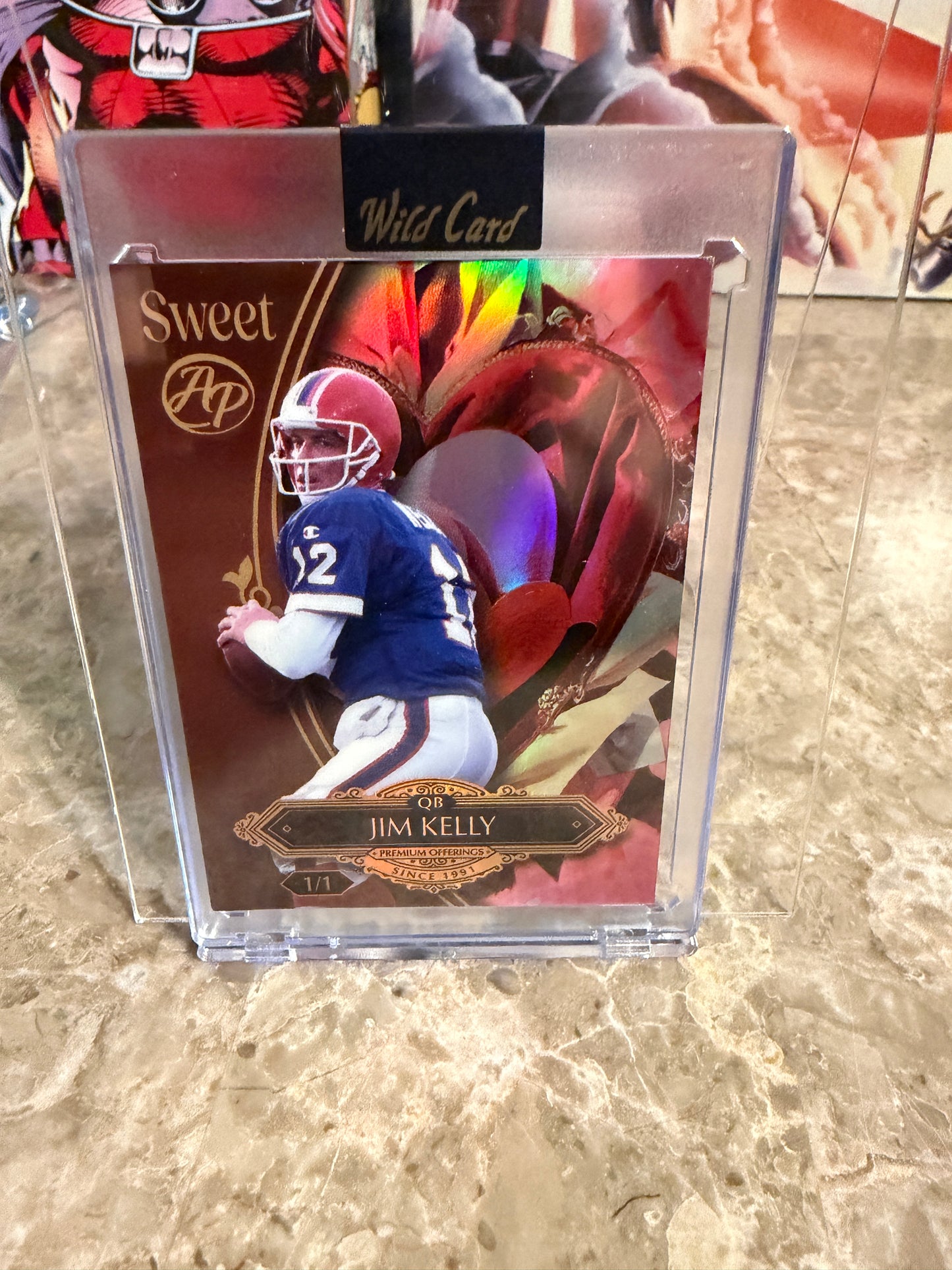 Jim Kelly 2026 Wild Card Wild Art 1/1 Gold Vinyl 2-Card Lot