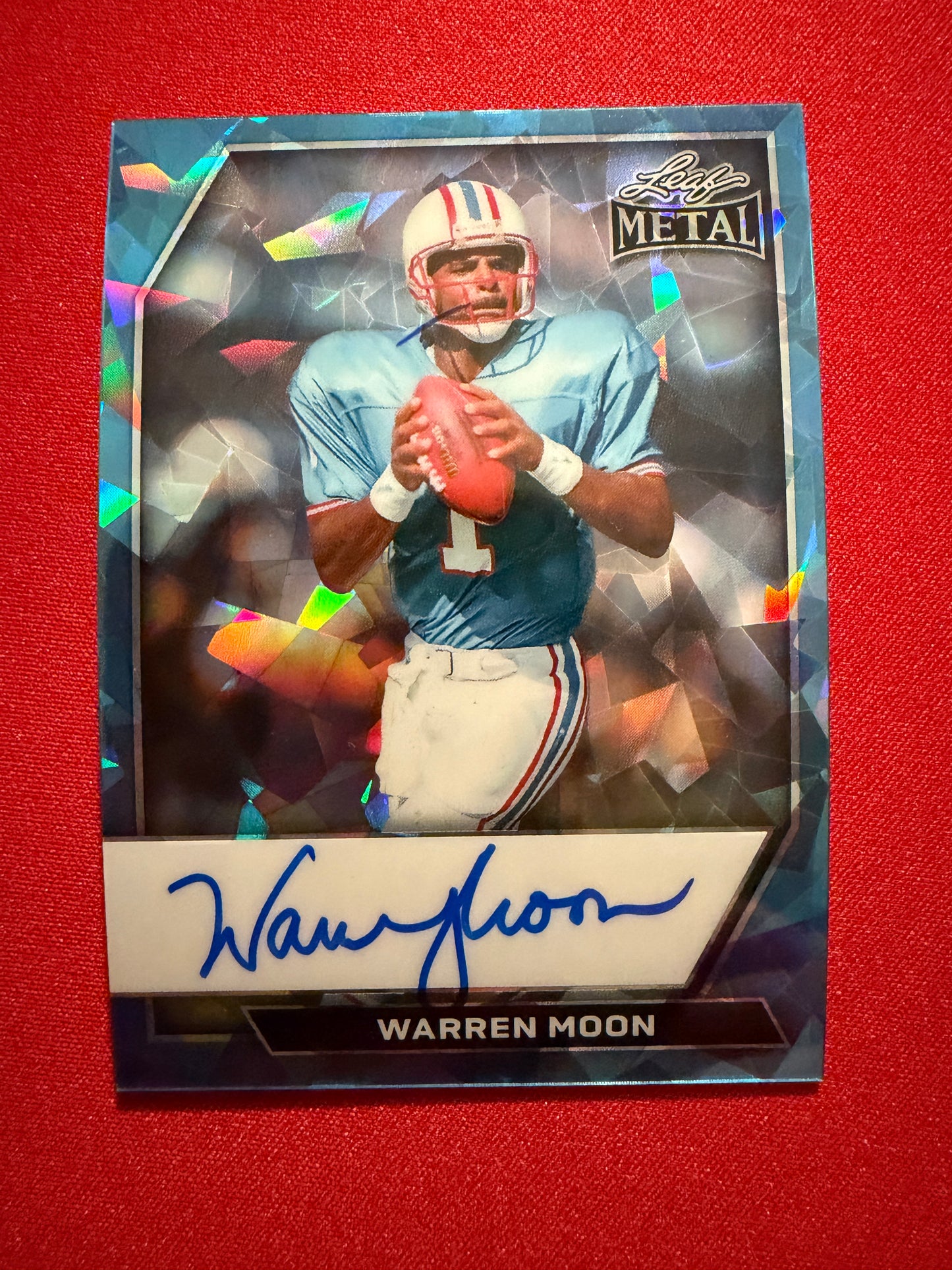 2026 Leaf Metal Football Warren Moon On-Card Auto Crystal Color Match /7