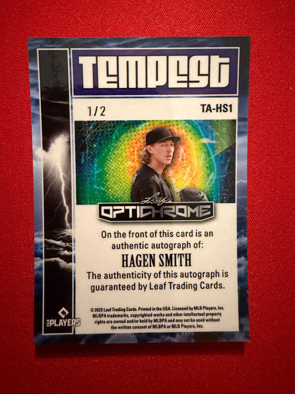 Hagen Smith 2025 Leaf Optichrome Baseball Tempest Auto Red Lazer 1/2