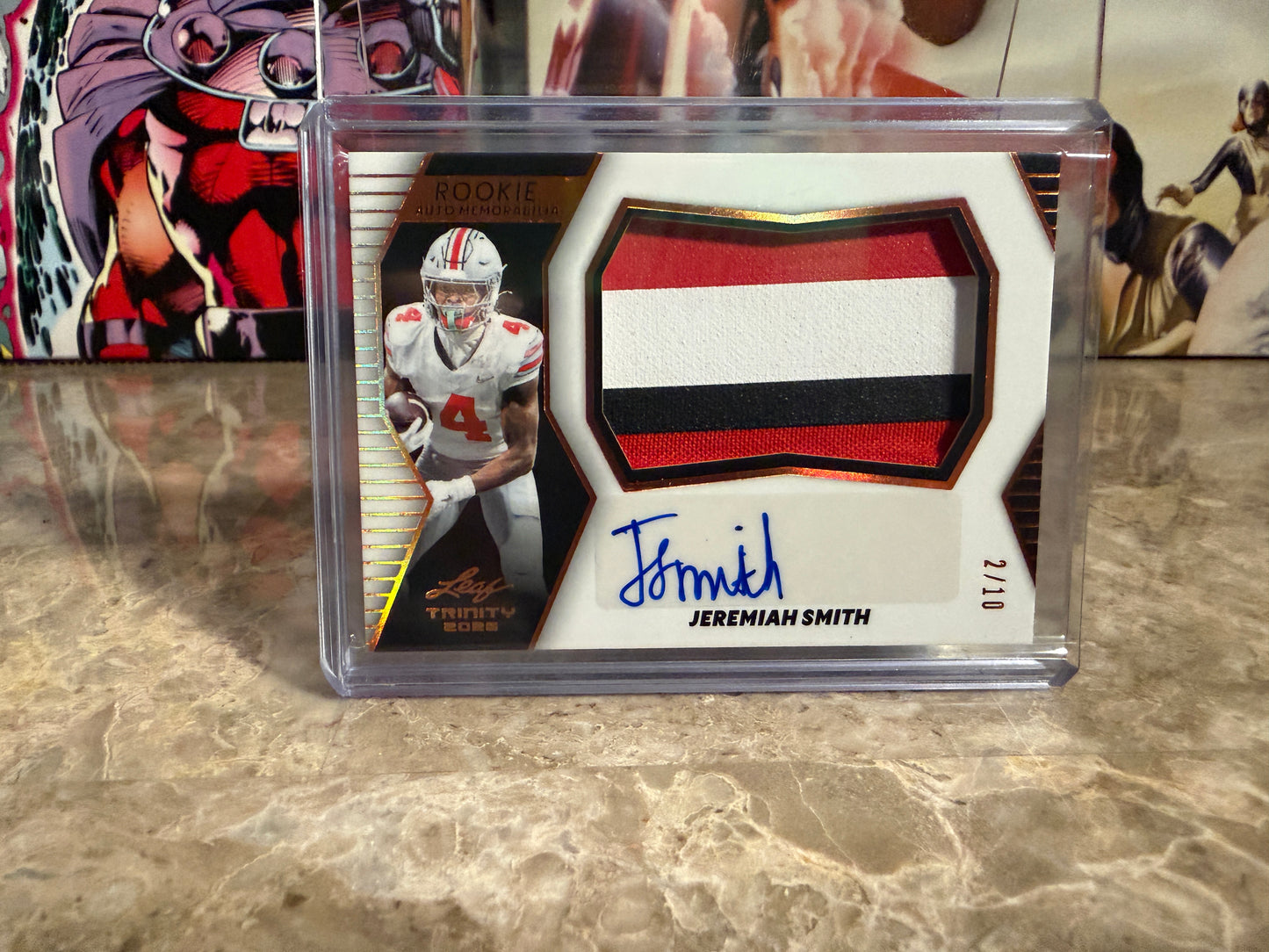 Jeremiah Smith 2026 Leaf Trinity Rookie Auto Memorabilia Multicolor Patch /10