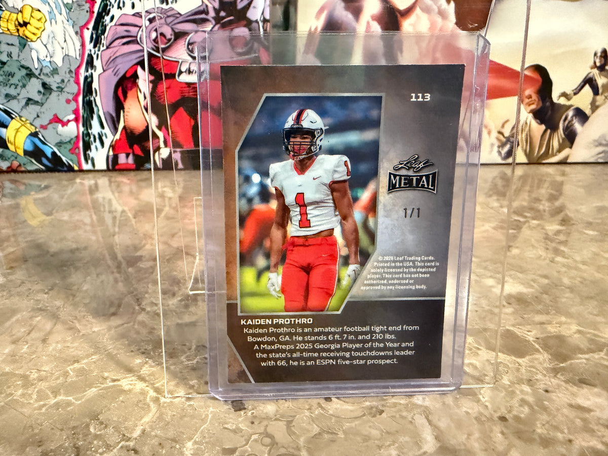 Kaiden Prothro 2026 Leaf Metal Football Red Flood Super Prismatic 1/1