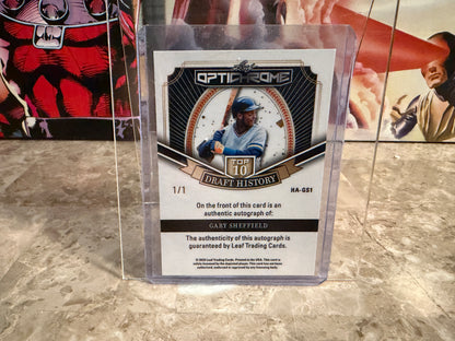 Gary Sheffield 2025 Leaf Optichrome Top 10 Draft History Auto Inscription 1/1