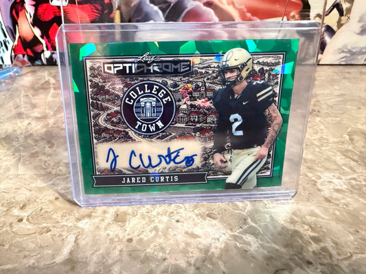 2026 Leaf Optichrome Football College Town Jared Curtis Auto Green Crystal 1/1