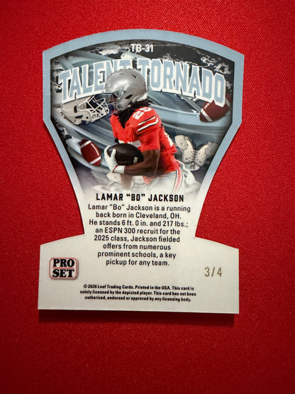 Lamar "Bo" Jackson 2026 Leaf Pro Set Metal Football Talent Tornado Pink /4