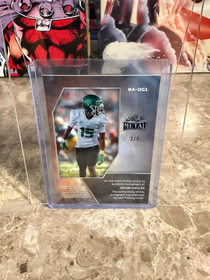 2026 Leaf Metal Football Osani Gayles Platinum Shimmer Auto /8