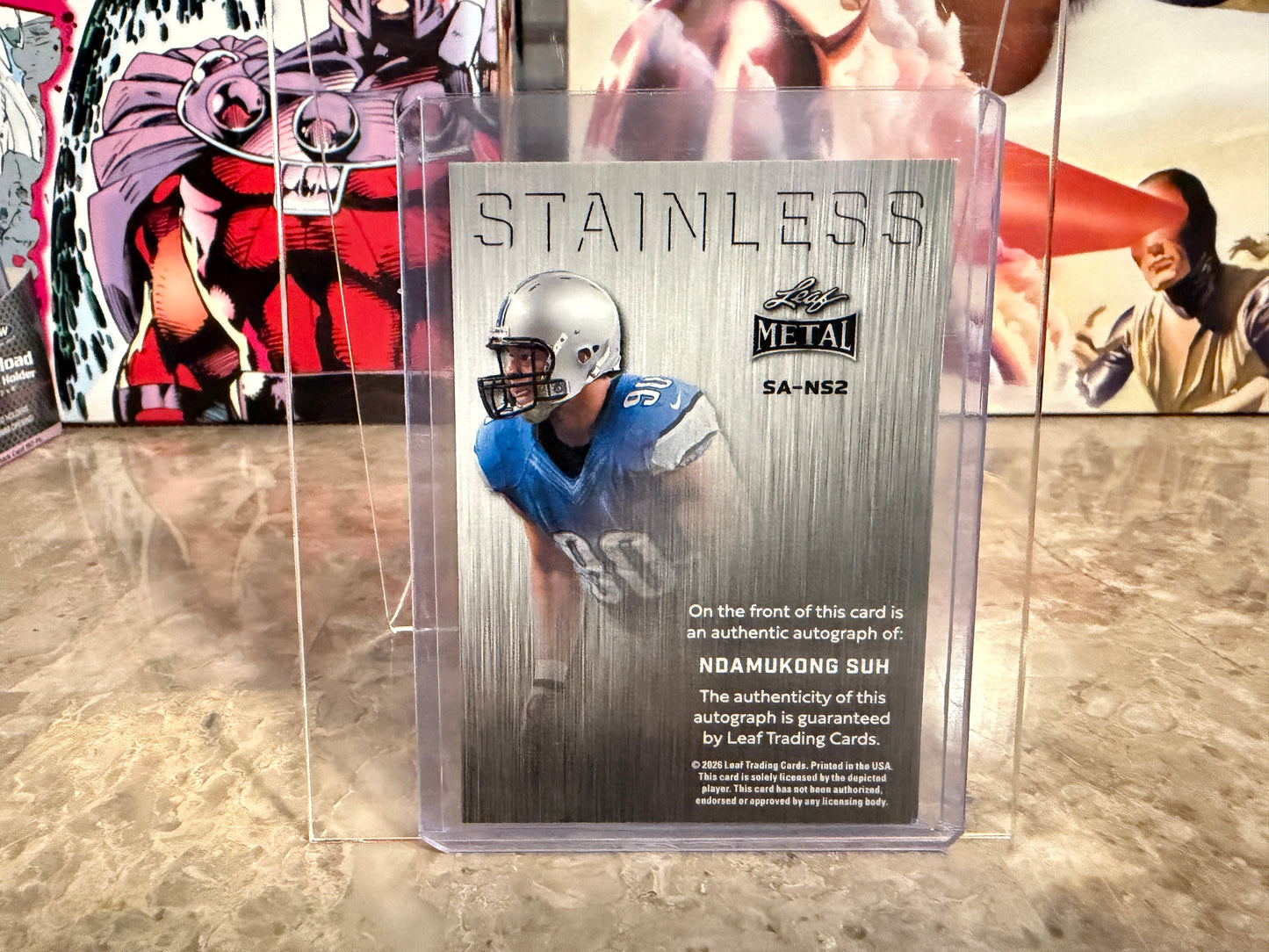 Ndamukong Suh 2026 Leaf Metal Football Stainless Auto Gold Shimmer 1/1