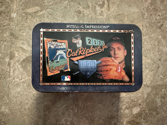 Cal Ripken Jr. Metallic Impressions Iron Oriole 10 Card Set w/ Tin