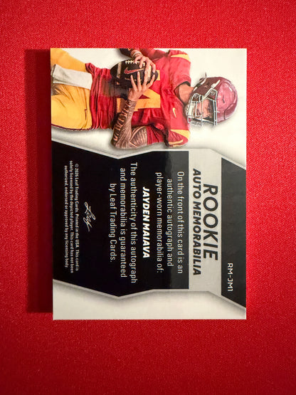 2026 Leaf Trinity Jayden Maiava Rookie Auto Memorabilia Patterned Patch /75
