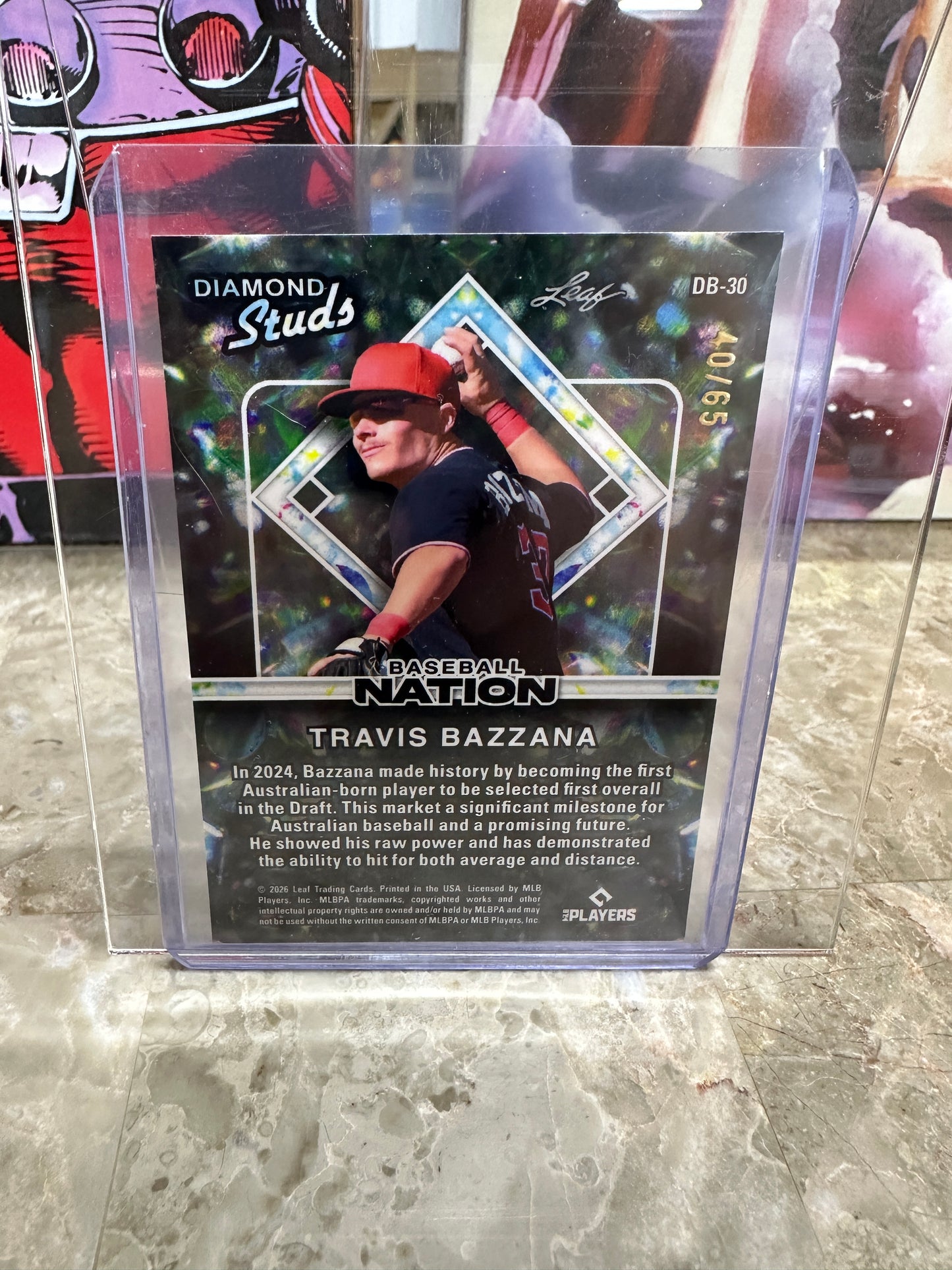 2026 Leaf Baseball Nation TRAVIS BAZZANA Silver Crystal Diamond Studs /65