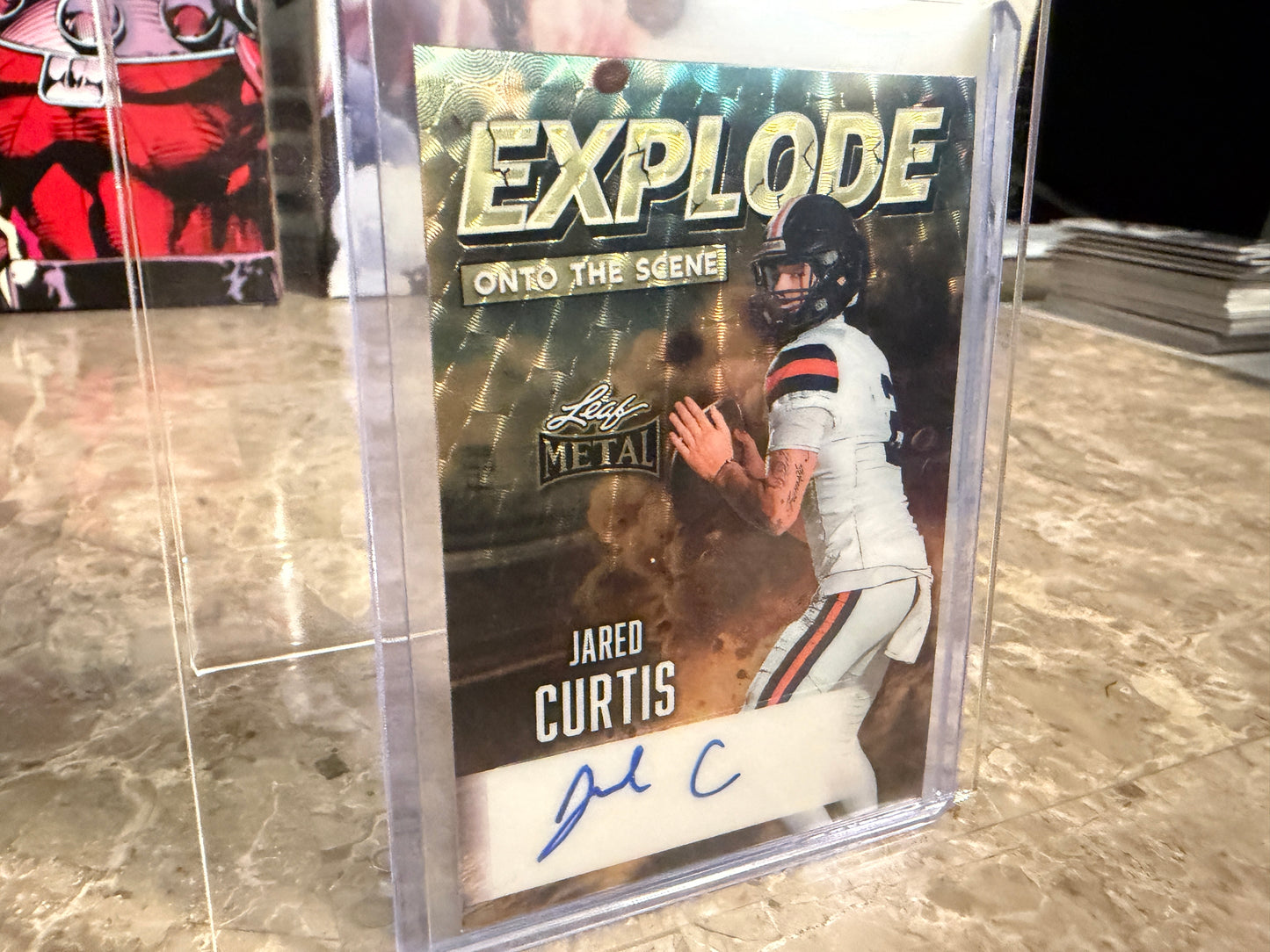2026 Leaf Metal Football Jared Curtis Auto Explode Onto the Scene Super Gold Prismatic 1/1