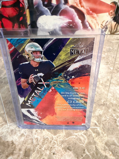 2026 Leaf Metal Football CJ Carr Auto Platinum Shimmer 1/1