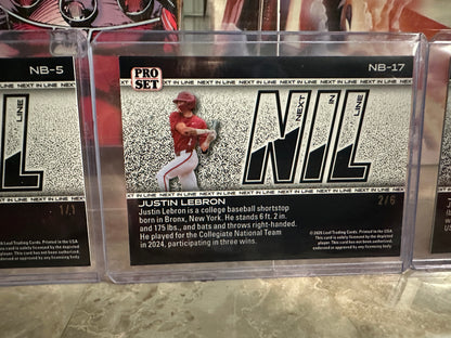 2026 Pro Set NIL Lot Justin Lebron /6 TWO 1/1s Flora Super Prismatic Appenzeller Gold