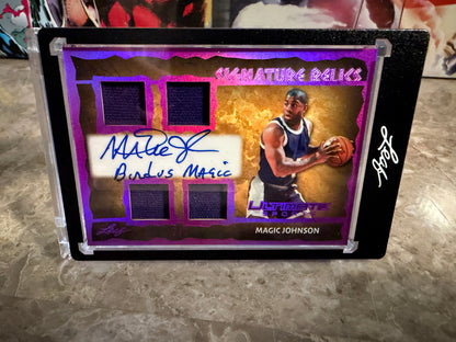 Magic Johnson 2026 Leaf Ultimate Signature Relics Quad Game-Used Color Match /7