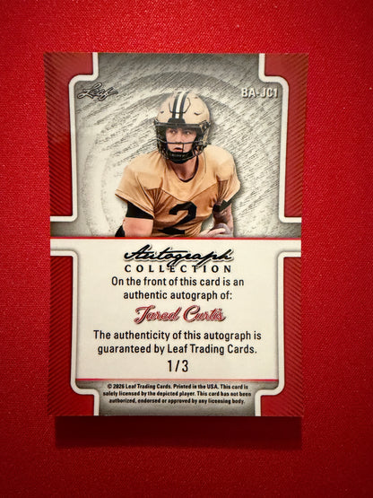 Jared Curtis 2026 Leaf Autograph Collection Football Base Auto Pink 1/3 Bookend
