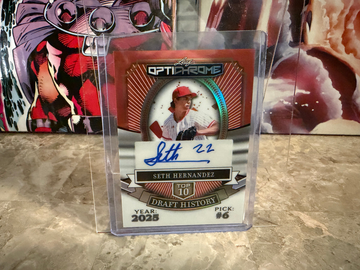 Seth Hernandez 2025 Leaf Optichrome Top 10 Draft History Auto Orange 4/4